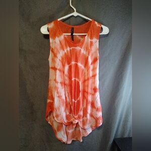 Elcetera Orange Tie-Dye Sleeveless Bohemian Tank Top